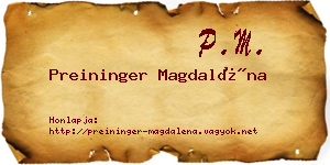Preininger Magdaléna névjegykártya